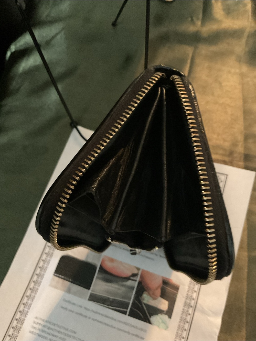 Bottega Veneta Black Woven Zip-Around Tablet Case with Gold Zipper Pull - Picture 7 of 9